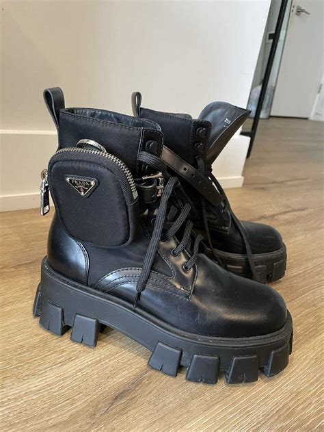 prada lug sole leather combat boot|Prada Leather Lug Sole Combat Boots on SALE .